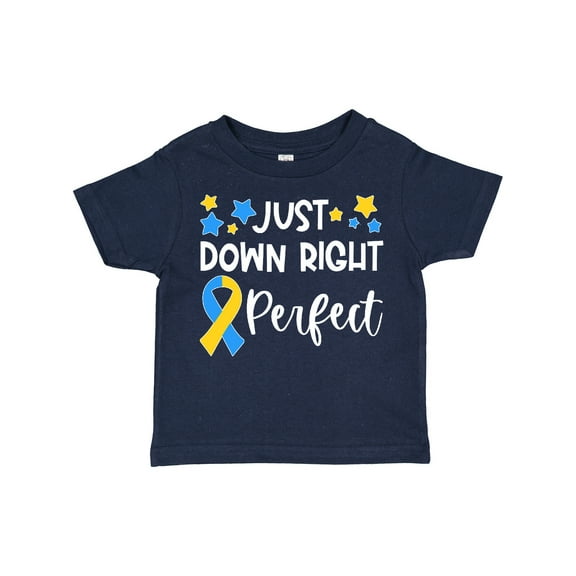 Inktastic Just Down Right Perfect Down Syndrome Awareness Ribbon Boys or Girls Toddler T-Shirt
