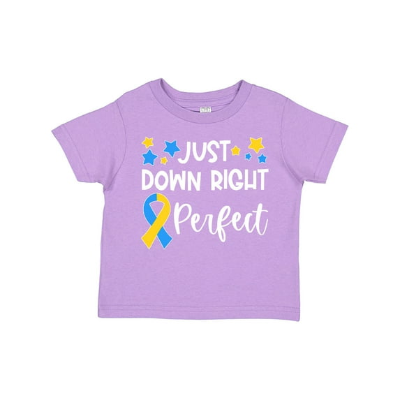 Inktastic Just Down Right Perfect Down Syndrome Awareness Ribbon Boys or Girls Toddler T-Shirt