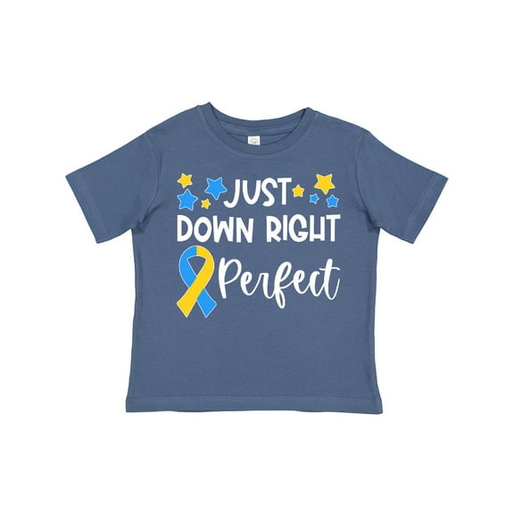 Inktastic Just Down Right Perfect Down Syndrome Awareness Ribbon Boys or Girls Toddler T-Shirt