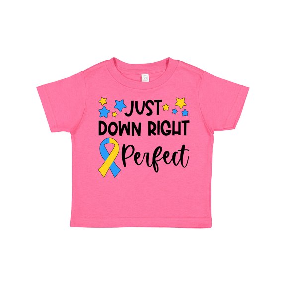 Inktastic Just Down Right Perfect Down Syndrome Awareness Ribbon Boys or Girls Toddler T-Shirt
