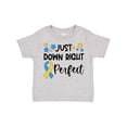 thumbnail image 1 of Inktastic Just Down Right Perfect Down Syndrome Awareness Ribbon Boys or Girls Toddler T-Shirt, 1 of 5
