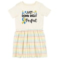 thumbnail image 1 of Inktastic Just Down Right Perfect Down Syndrome Awareness Ribbon Girls Toddler Dress, 1 of 5