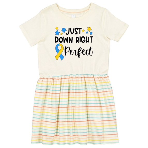 Inktastic Just Down Right Perfect Down Syndrome Awareness Ribbon Girls Toddler Dress