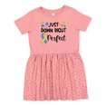 thumbnail image 1 of Inktastic Just Down Right Perfect Down Syndrome Awareness Ribbon Girls Toddler Dress, 1 of 5