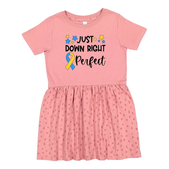 Inktastic Just Down Right Perfect Down Syndrome Awareness Ribbon Girls Toddler Dress