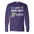thumbnail image 1 of Inktastic Just Down Right Perfect Down Syndrome Awareness Ribbon Long Sleeve T-Shirt, 1 of 5