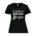 thumbnail image 1 of Inktastic Just Down Right Perfect Down Syndrome Awareness Ribbon Women's Plus Size T-Shirt, 1 of 5