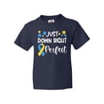thumbnail image 1 of Inktastic Just Down Right Perfect Down Syndrome Awareness Ribbon Youth T-Shirt, 1 of 5