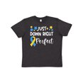 thumbnail image 1 of Inktastic Just Down Right Perfect Down Syndrome Awareness Ribbon Youth T-Shirt, 1 of 5
