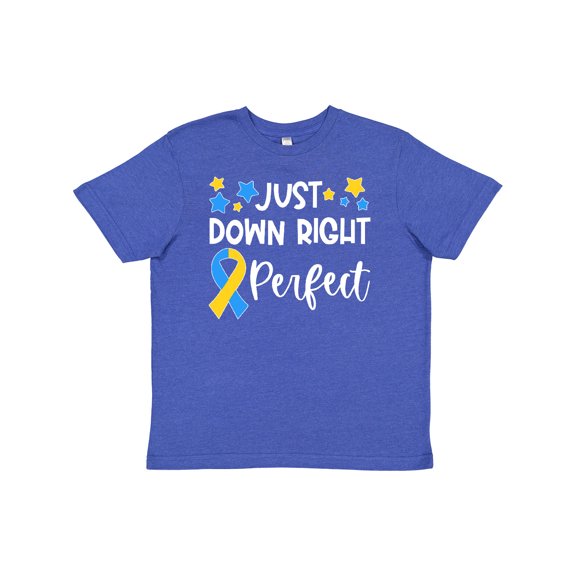 Inktastic Just Down Right Perfect Down Syndrome Awareness Ribbon Youth T-Shirt