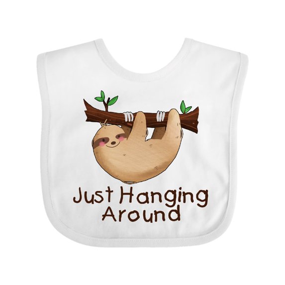 Inktastic Just Hanging Around with Cute Sloth Boys or Girls Baby Bib