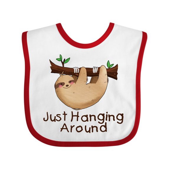 Inktastic Just Hanging Around with Cute Sloth Boys or Girls Baby Bib