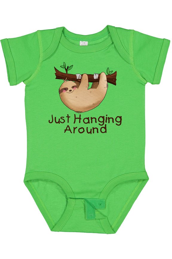 Just Hanging Around with Cute Sloth Boys or Girls Baby Bodysuit