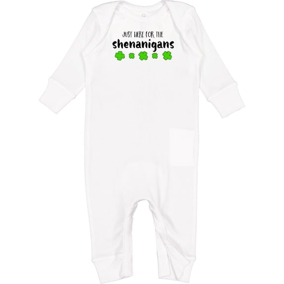 Inktastic Just Here for the Shenanigans St. Patrick's Day Baby Romper Coveralls