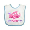 thumbnail image 1 of Inktastic Just Plane Cute Smiling Pink Airplane Boys or Girls Baby Bib, 1 of 4