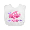 thumbnail image 1 of Inktastic Just Plane Cute Smiling Pink Airplane Boys or Girls Baby Bib, 1 of 4