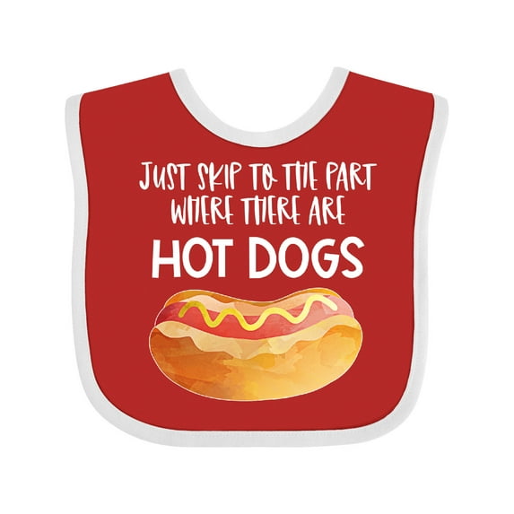 Inktastic Just Skip to the Part Where There Are Hot Dogs Boys or Girls Baby Bib
