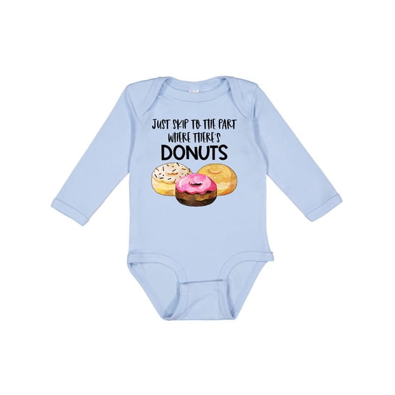 Inktastic Just Skip to the Part Where There's Donuts Boys or Girls Long Sleeve Baby Bodysuit