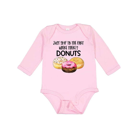 Inktastic Just Skip to the Part Where There's Donuts Boys or Girls Long Sleeve Baby Bodysuit