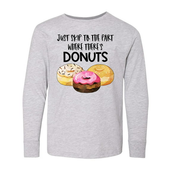 Inktastic Just Skip to the Part Where There's Donuts Long Sleeve Youth T-Shirt