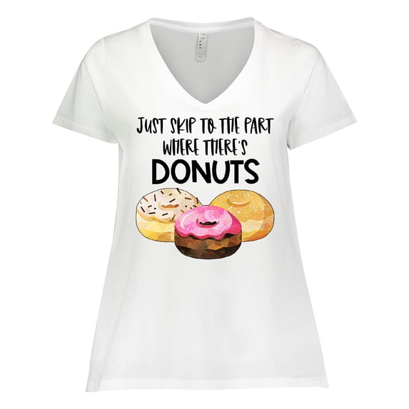 Inktastic Just Skip to the Part Where There's Donuts Women's Plus Size V-Neck T-Shirt