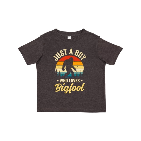 Inktastic Just a Boy Who Loves Bigfoot Retro Sasquatch Boys Toddler T-Shirt