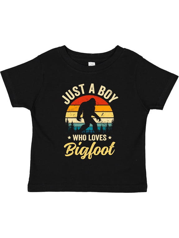 Just a Boy Who Loves Bigfoot Retro Sasquatch Boys Toddler T-Shirt