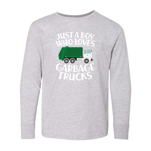 Inktastic Just a Boy Who Loves Garbage Trucks Long Sleeve Youth T-Shirt