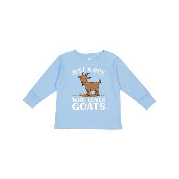 Inktastic Just a Boy Who Loves Goats Boys Long Sleeve Toddler T-Shirt