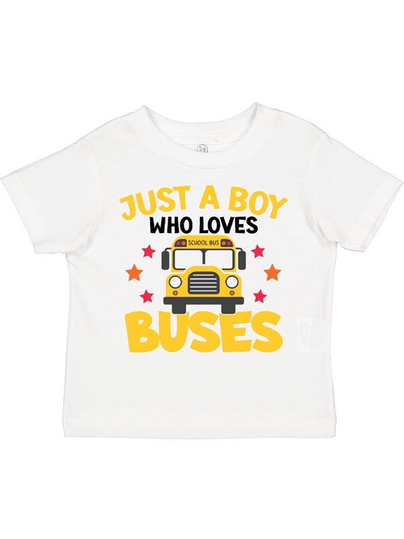 Just a Boy Who Loves School Buses Boys Toddler T-Shirt