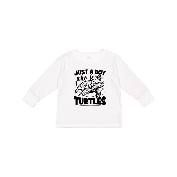 Inktastic Just a Boy Who Loves Turtles Boys Long Sleeve Toddler T-Shirt