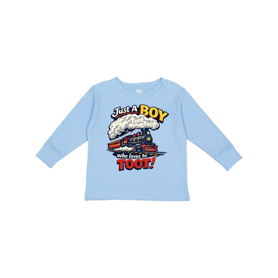Inktastic Just a Boy Who Loves to Toot Train Boys or Girls Long Sleeve Toddler T-Shirt