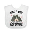 thumbnail image 1 of Inktastic Just a Girl Who Loves Adventure Girls Baby Bib, 1 of 4