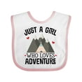 thumbnail image 1 of Inktastic Just a Girl Who Loves Adventure Girls Baby Bib, 1 of 4