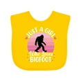 thumbnail image 1 of Inktastic Just a Girl Who Loves Bigfoot Girls Baby Bib, 1 of 4