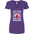 thumbnail image 1 of Inktastic Just a Girl Who Loves Bowling Women's V-Neck T-Shirt, 1 of 5
