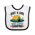 thumbnail image 1 of Inktastic Just a Girl Who Loves Camping Girls Baby Bib, 1 of 4