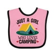 thumbnail image 1 of Inktastic Just a Girl Who Loves Camping Girls Baby Bib, 1 of 4