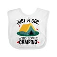 thumbnail image 1 of Inktastic Just a Girl Who Loves Camping Girls Baby Bib, 1 of 4
