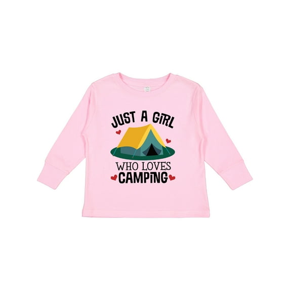 Inktastic Just a Girl Who Loves Camping Girls Long Sleeve Toddler T-Shirt