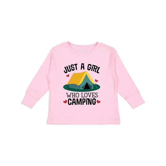 Inktastic Just a Girl Who Loves Camping Girls Long Sleeve Toddler T-Shirt