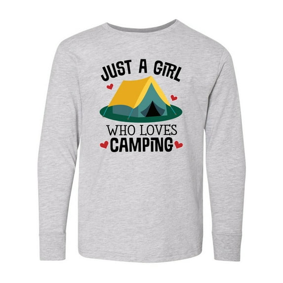Inktastic Just a Girl Who Loves Camping Long Sleeve Youth T-Shirt