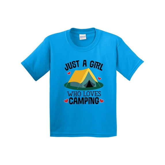 Inktastic Just a Girl Who Loves Camping Youth T-Shirt