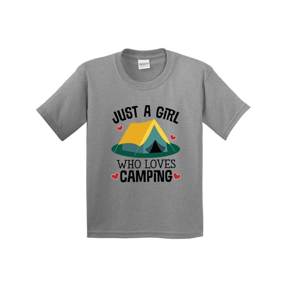 Inktastic Just a Girl Who Loves Camping Youth T-Shirt