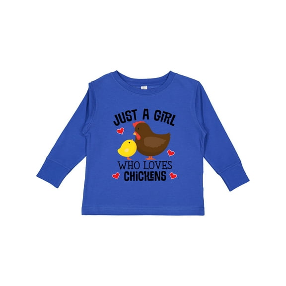 Inktastic Just a Girl Who Loves Chickens Girls Long Sleeve Toddler T-Shirt