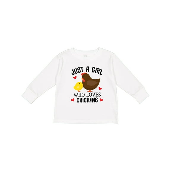 Inktastic Just a Girl Who Loves Chickens Girls Long Sleeve Toddler T-Shirt