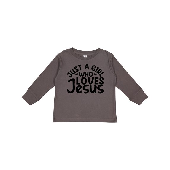 Inktastic Just a Girl Who Loves Jesus Girls Long Sleeve Toddler T-Shirt