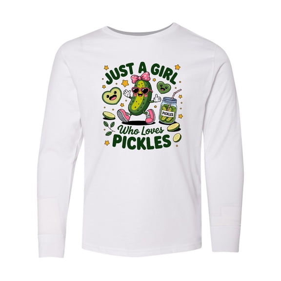 Inktastic Just a Girl Who Loves Pickles Long Sleeve Youth T-Shirt