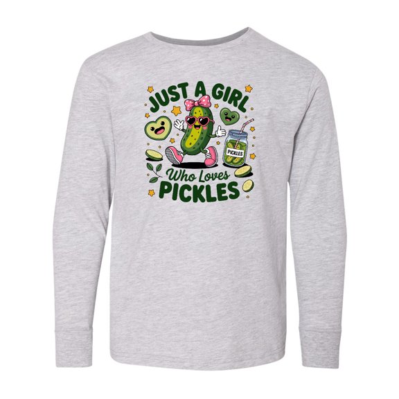 Inktastic Just a Girl Who Loves Pickles Long Sleeve Youth T-Shirt