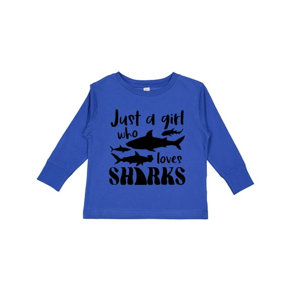 Inktastic Just a Girl Who Loves Sharks Girls Long Sleeve Toddler T-Shirt